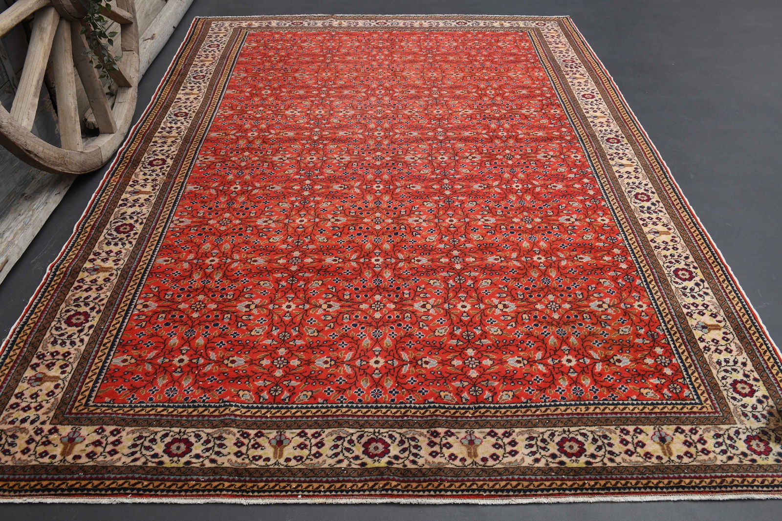 6.5x9.5 ft, TURKISH Rug, HOT PINK Green Vintage Area: Title: 6.5x9.5 ft, TURKISH Rug, HOT PINK Green Vintage Area Description: This Turkish one-of-a-kind Vintage Turkish Rug is hand-knotted and handwoven by the most skilled artisans who use pure wool, in