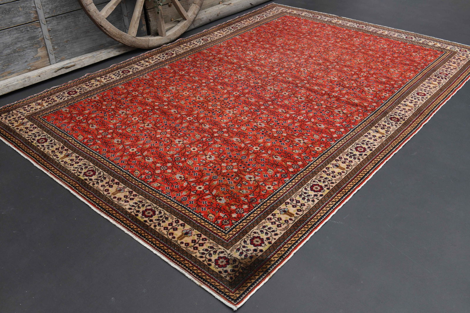 6.5x9.5 ft, TURKISH Rug, HOT PINK Green Vintage Area - 2