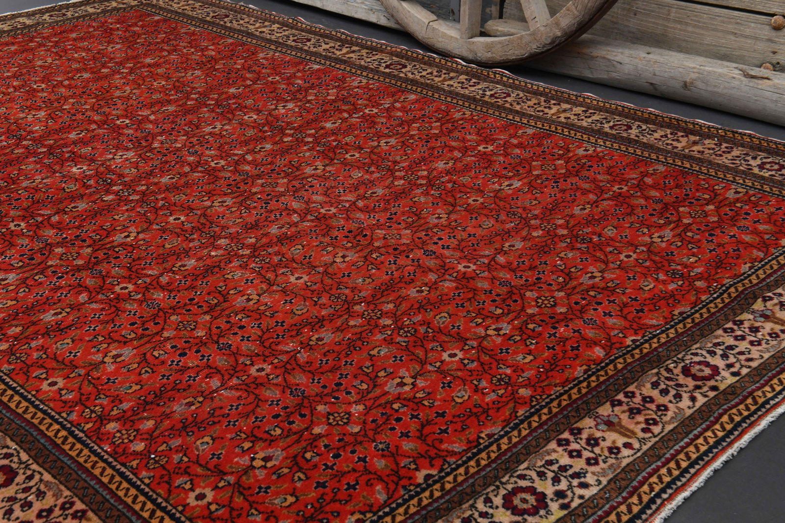 6.5x9.5 ft, TURKISH Rug, HOT PINK Green Vintage Area - 9