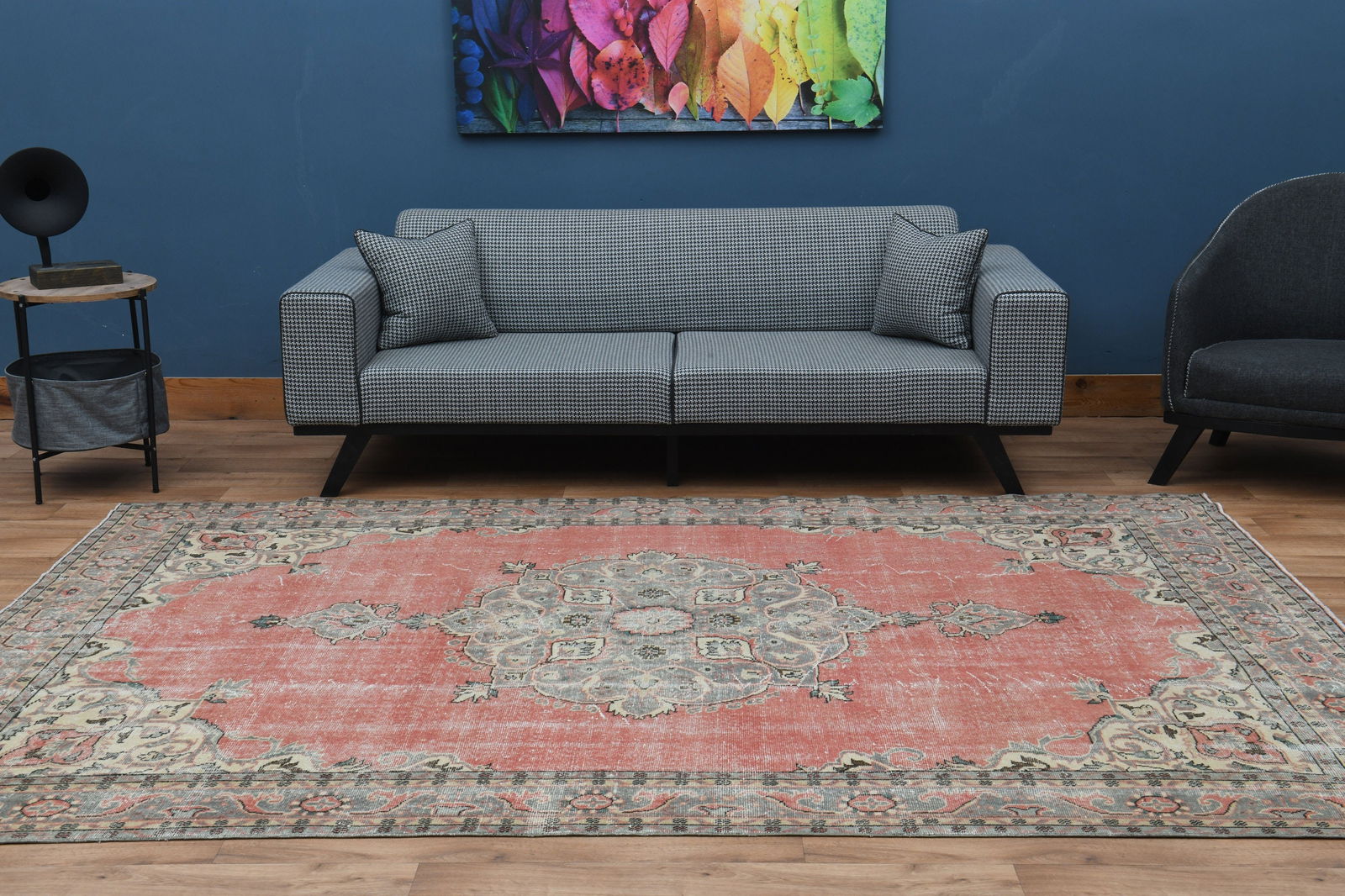 6.9x10.2 ft, Pink Turkish Rug Distressed Vintage - 7