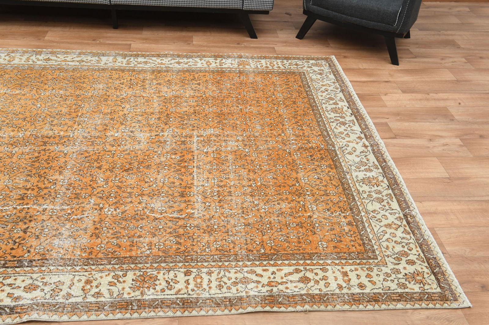 6.8x9.9 ft, ORANGE TURKISH RUG - 5
