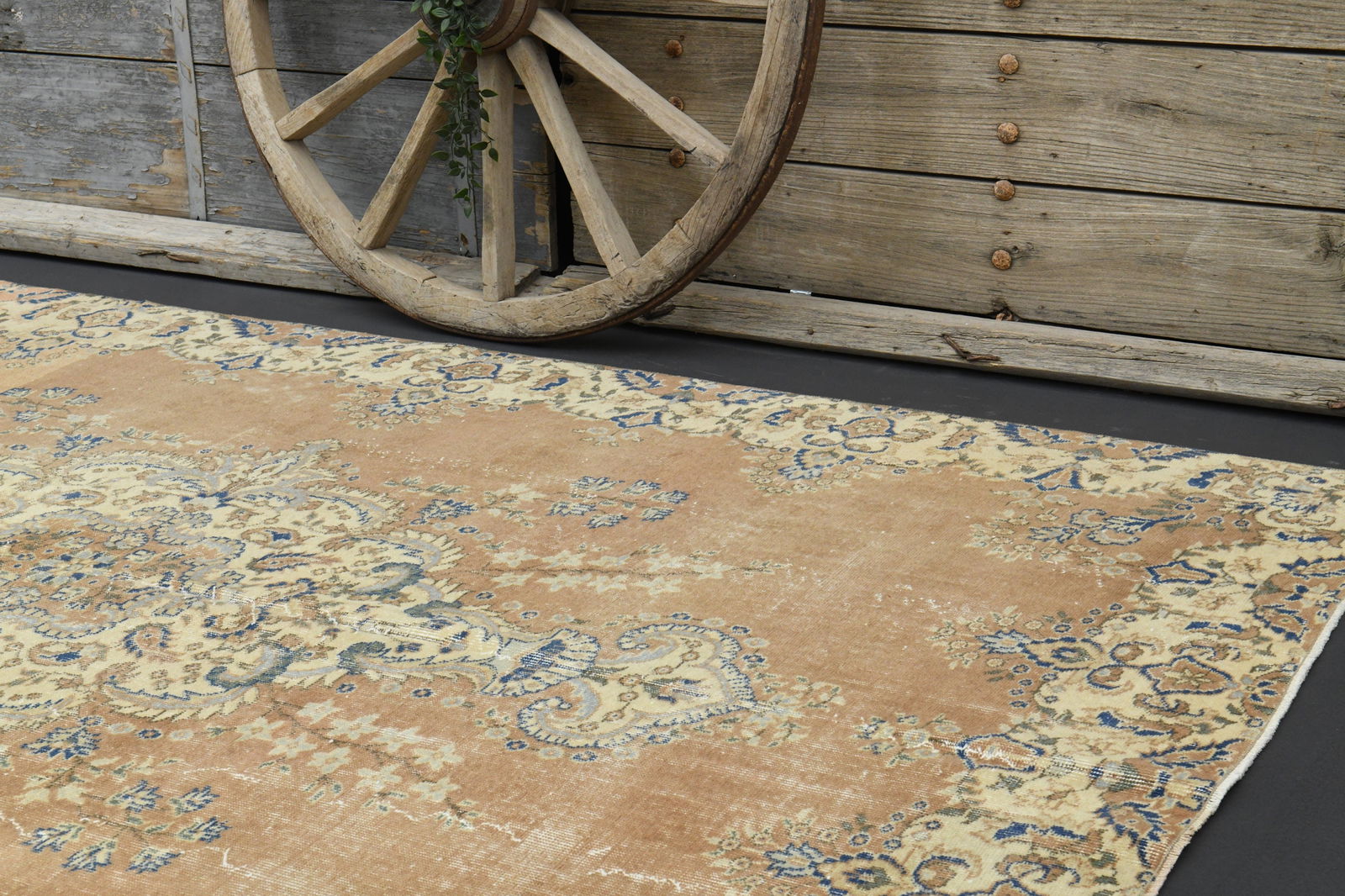 6'6x10'3 ft, FADED Orange Turkish Rug - 8