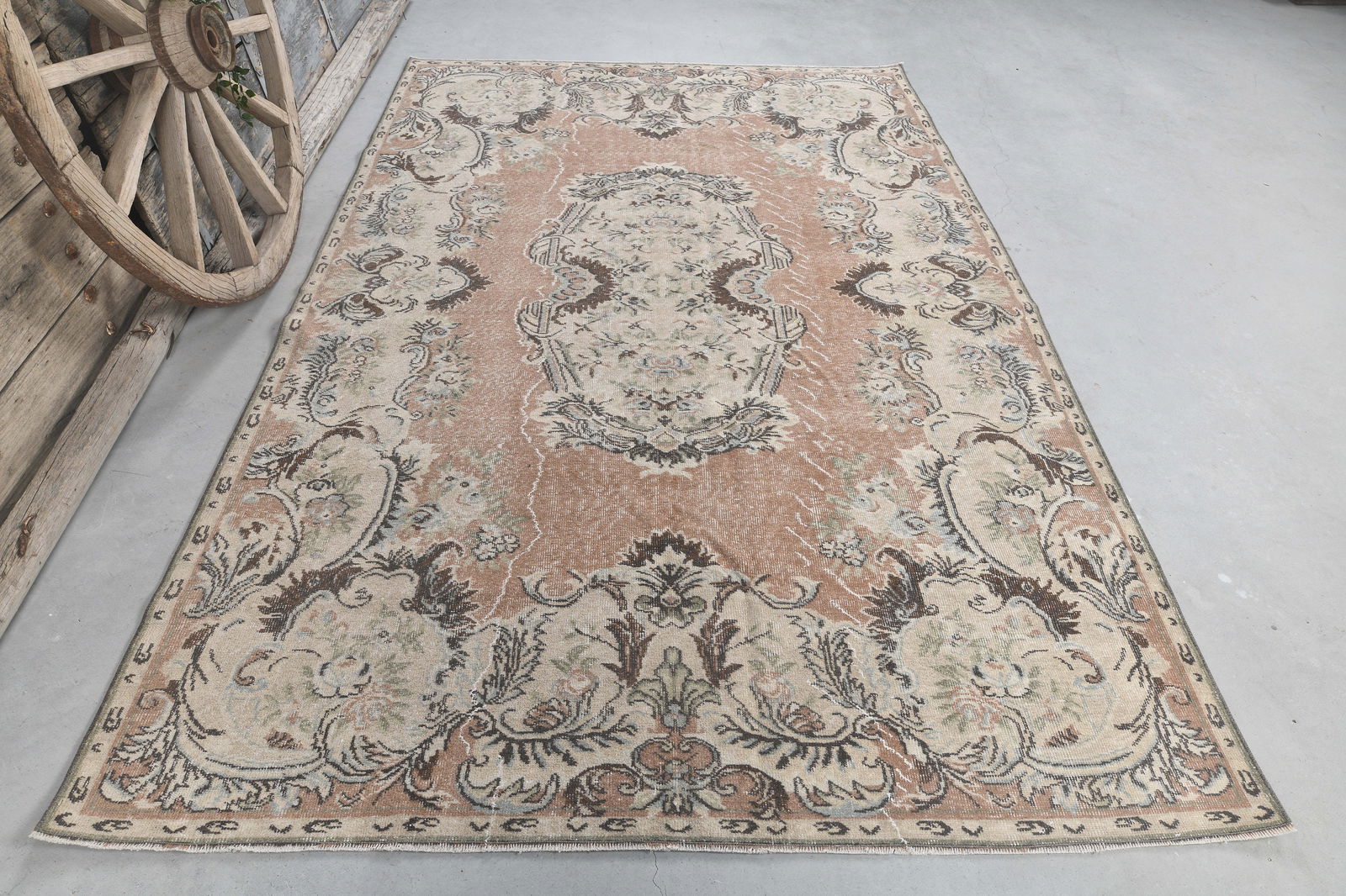 6x10 Turkish Vintage Rug, Beige Brown (1 of 10)