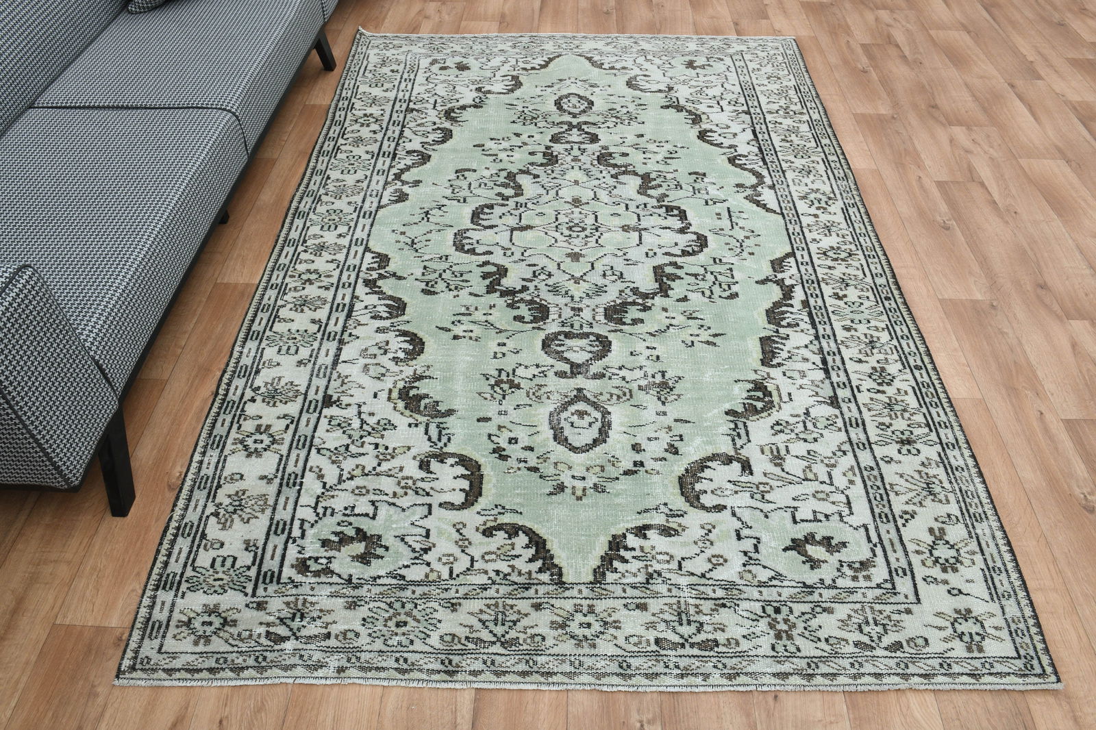 .9x8.8 ft, Turkish Rug, Green Beige Brown (1 of 10)
