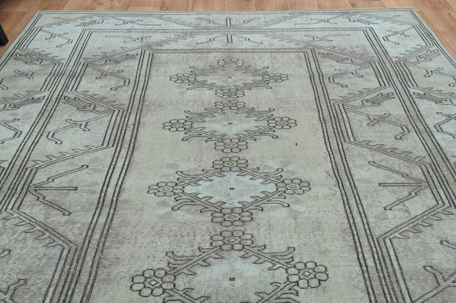 6x9 TURKISH RUG, Beige Brown Vintage - 7
