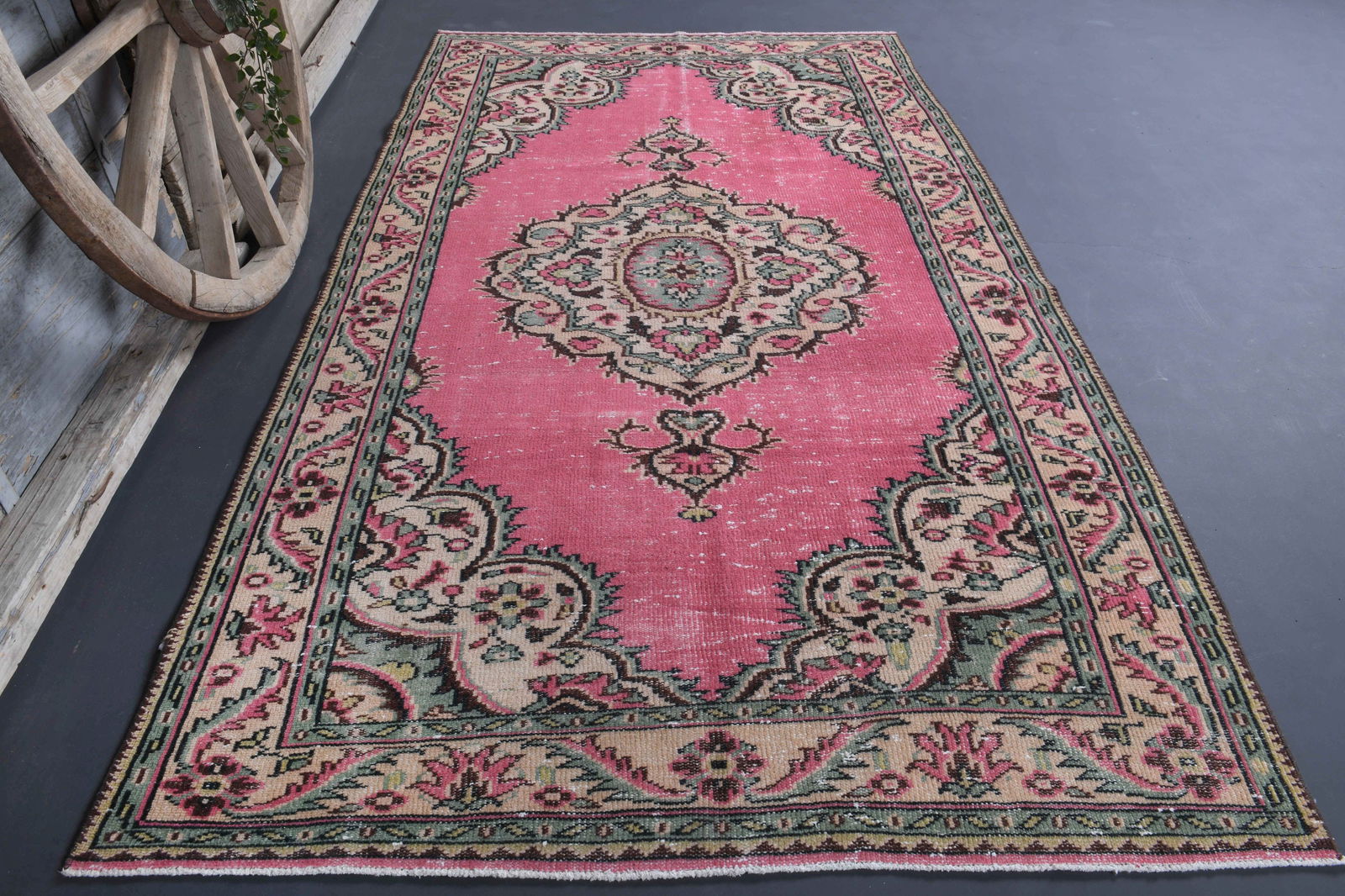 5x9 Turkish Pink Rug, Oriental Vintage Area Rug (1 of 10)