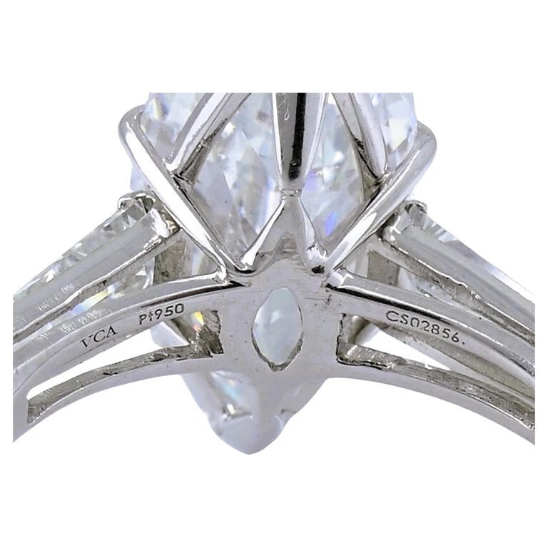 Van Cleef & Arpels Marquise Diamond Platinum RING GIA 5.11-carat D VVS2 VCA - 9