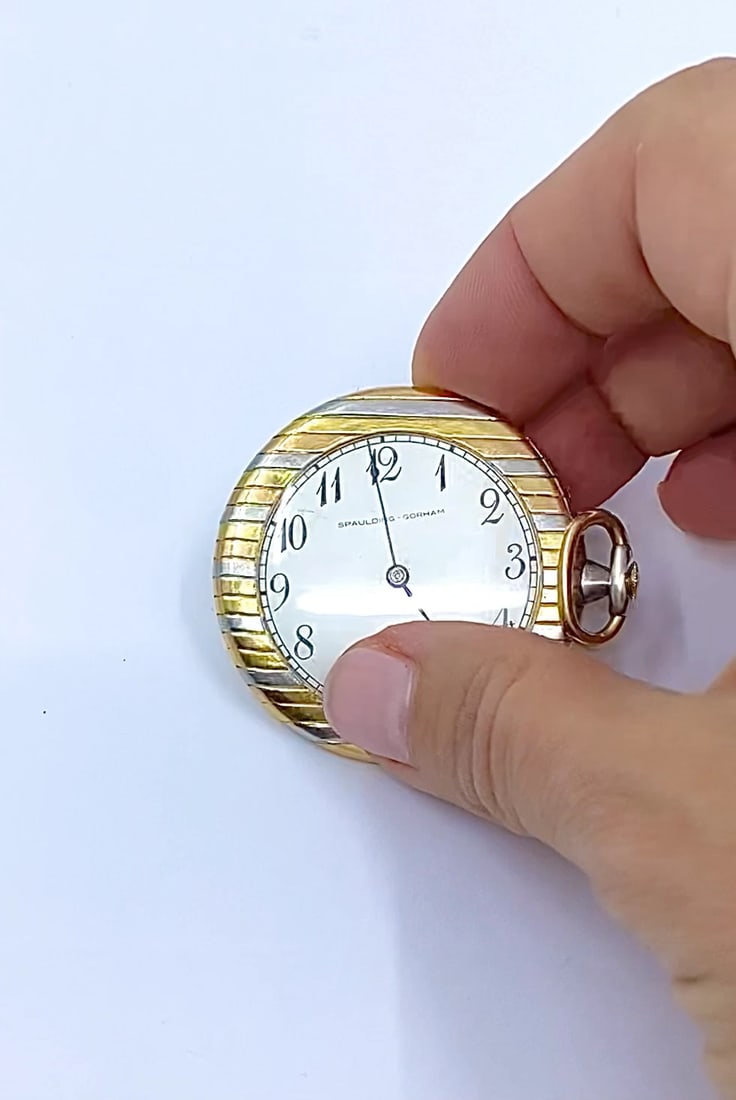 Vintage Spaulding & Gorham 18k Gold Pocket Watch - 2