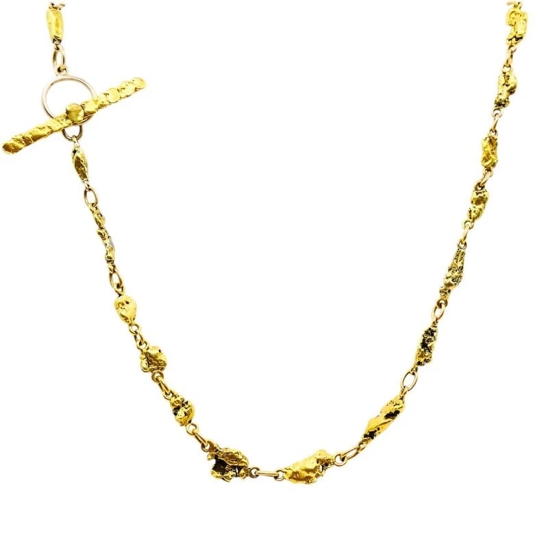 22k Gold Nugget Bar Necklace & 14k Gold Toggle Clasp (1 of 8)