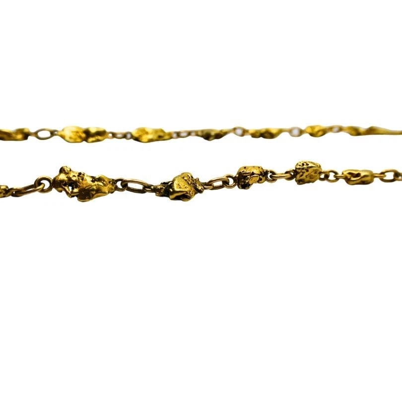 22k Gold Nugget Bar Necklace & 14k Gold Toggle Clasp - 7