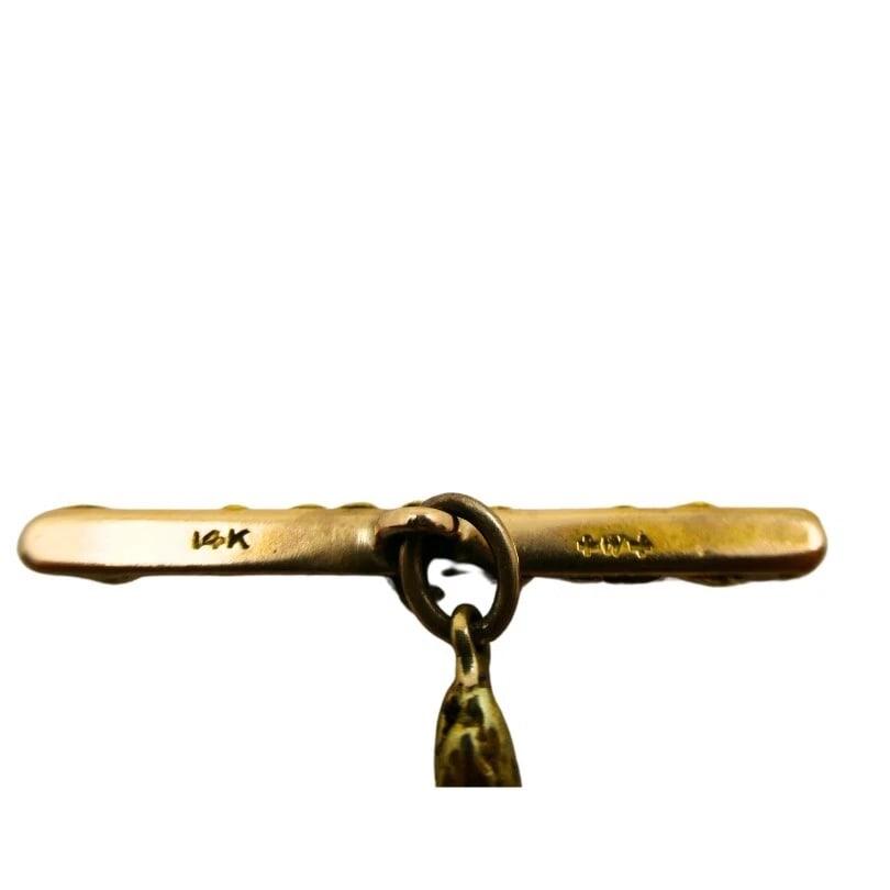 22k Gold Nugget Bar Necklace & 14k Gold Toggle Clasp - 8