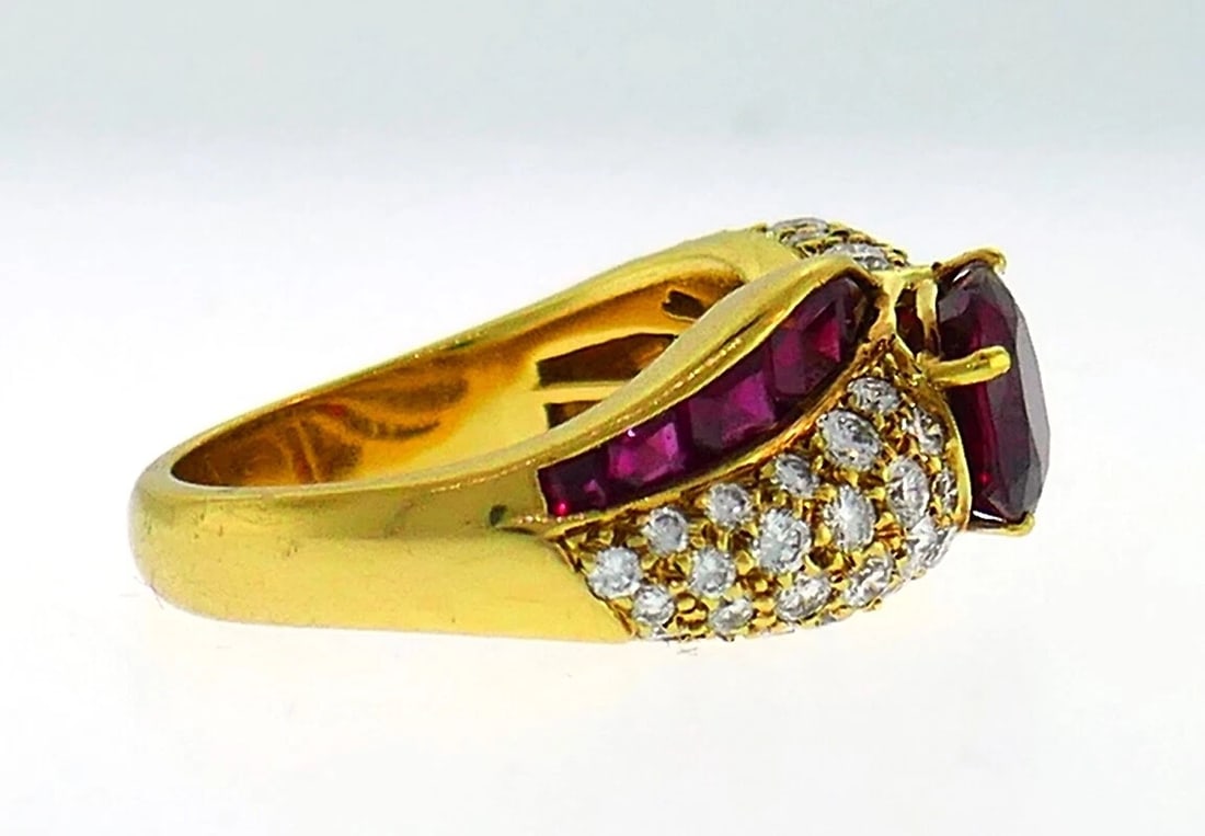 Vintage GRAFF Ruby Diamond 18k Yellow Gold RING 2.06 cts AGL Report Size 6.25 - 6