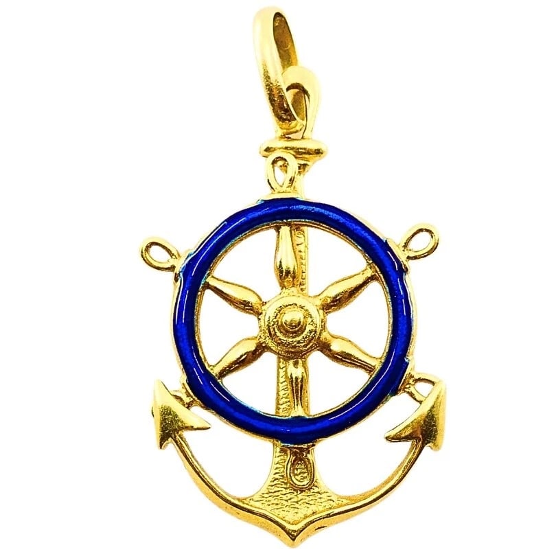 UnoAErre 18k Gold Pendant Anchor Charm Nautical Jewelry (1 of 6)