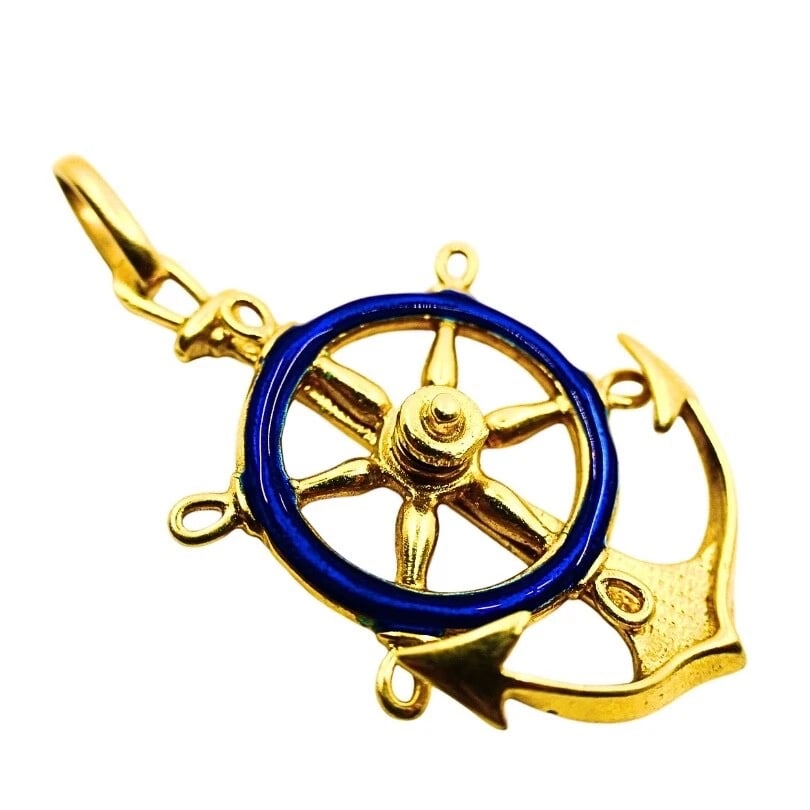UnoAErre 18k Gold Pendant Anchor Charm Nautical Jewelry - 3