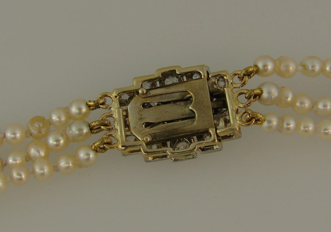 Victorian Natural Saltwater Pearl NECKLACE with Diamond Clasp Antique Jewelry - 10