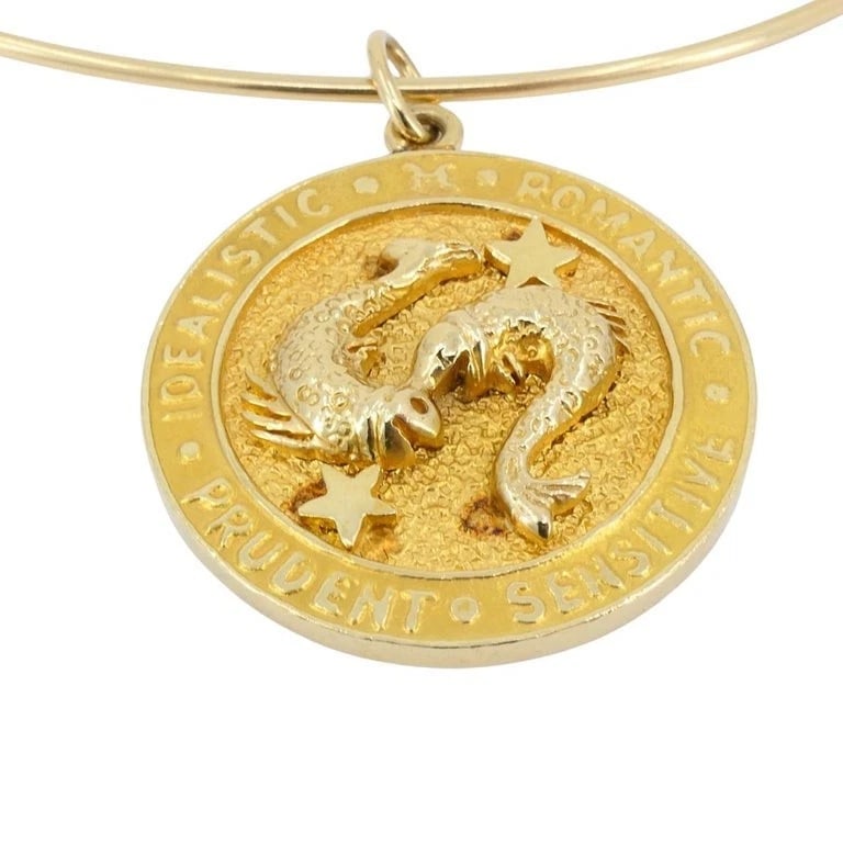 Vintage 14k Gold Pisces Charm Pendant Wire Necklace circa 1950s - 3