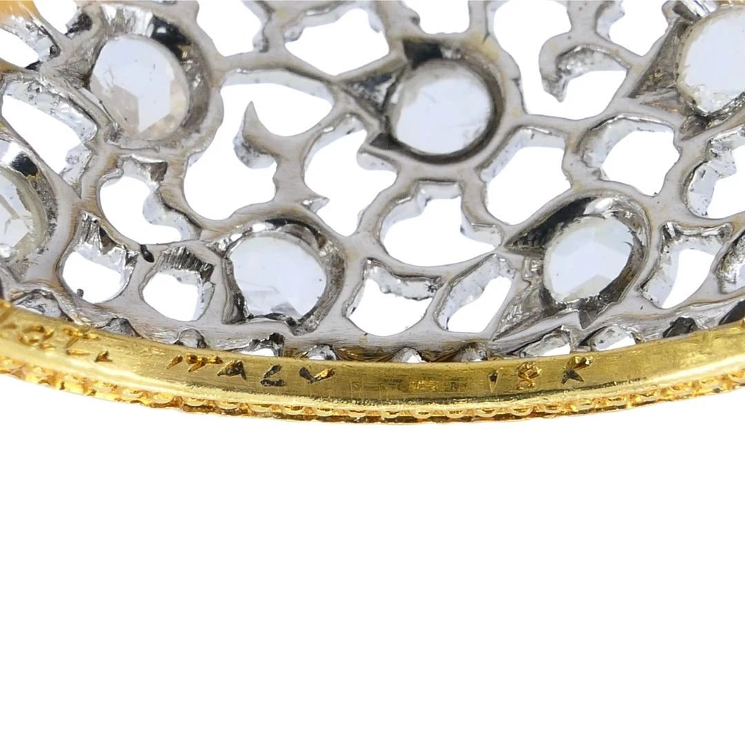 Vintage Buccellati 18k Two-tone Gold Diamond Open Work Band Ring - 11