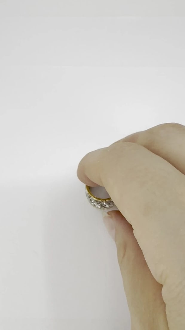 Vintage Buccellati 18k Two-tone Gold Diamond Open Work Band Ring - 2