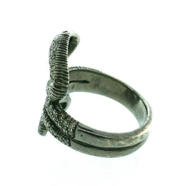 TRENDY Silver, Diamond & Ruby Snake Ring Modern - 3