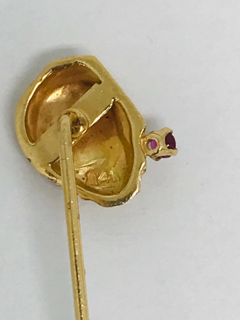 14k Yellow Gold Ruby Egyptian Stick Pin - 3