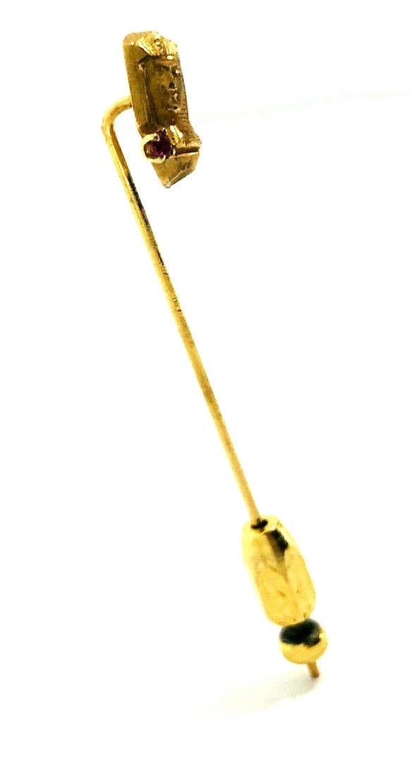 14k Yellow Gold Ruby Egyptian Stick Pin - 5