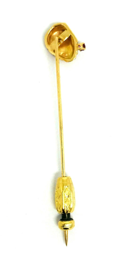 14k Yellow Gold Ruby Egyptian Stick Pin - 6