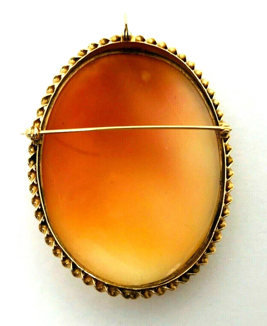 Victorian 14k Yellow Gold Cameo Pendant Pin - 3