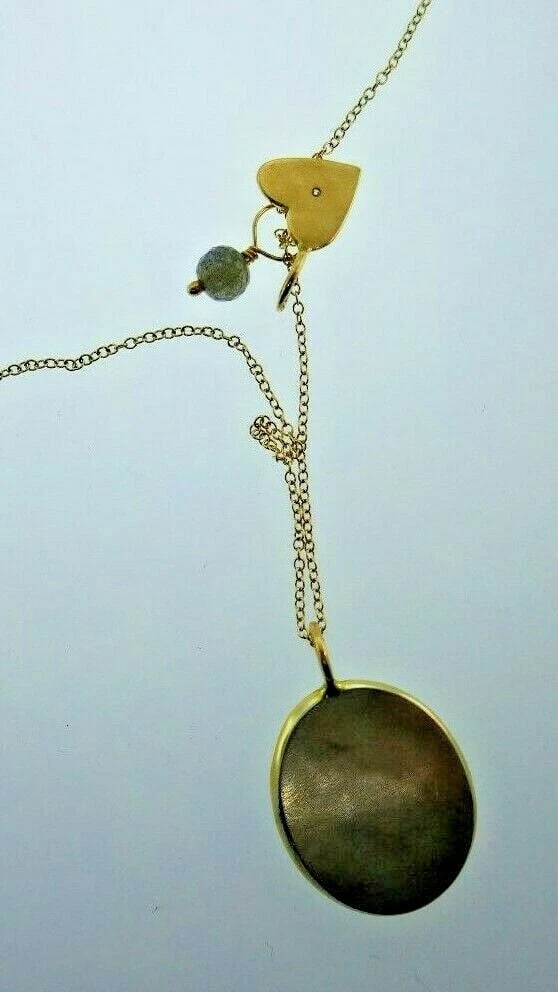 MODERN 14k Yellow Gold, Diamond & Quartz Love Necklace - 2