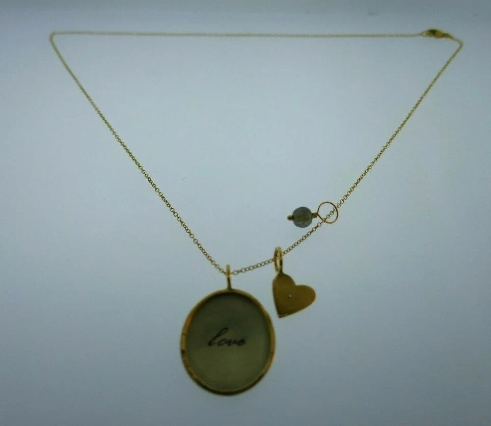 MODERN 14k Yellow Gold, Diamond & Quartz Love Necklace - 3