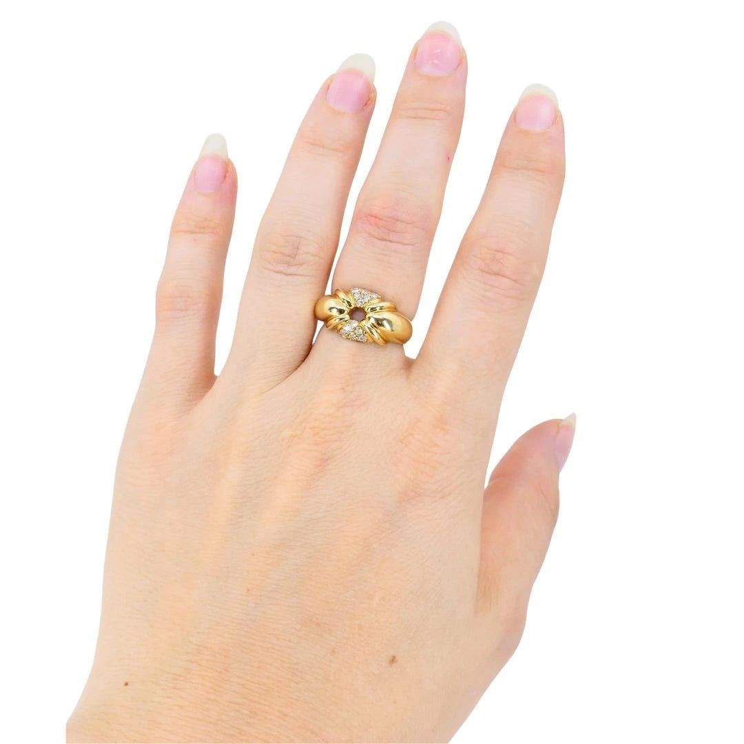 Vintage Chaumet Paris 18k Gold Diamond Ring Original Box - 4