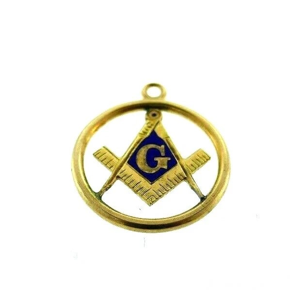 MASONIC Antique 14k Rose Gold & Enamel Charm (1 of 4)