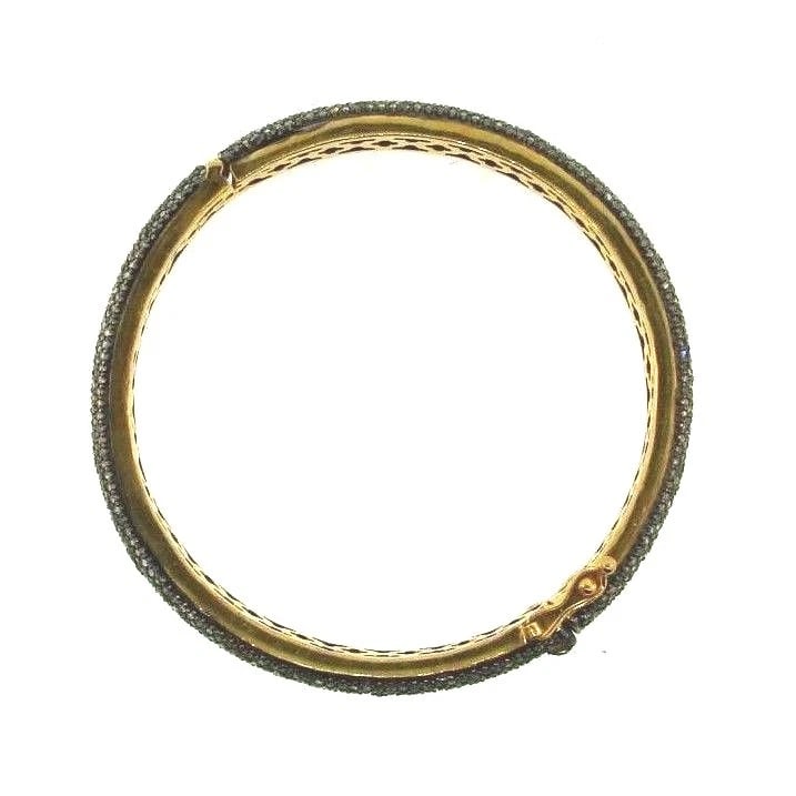 CHIC 14k Yellow Gold , Silver & Diamond Bangle Modern - 4