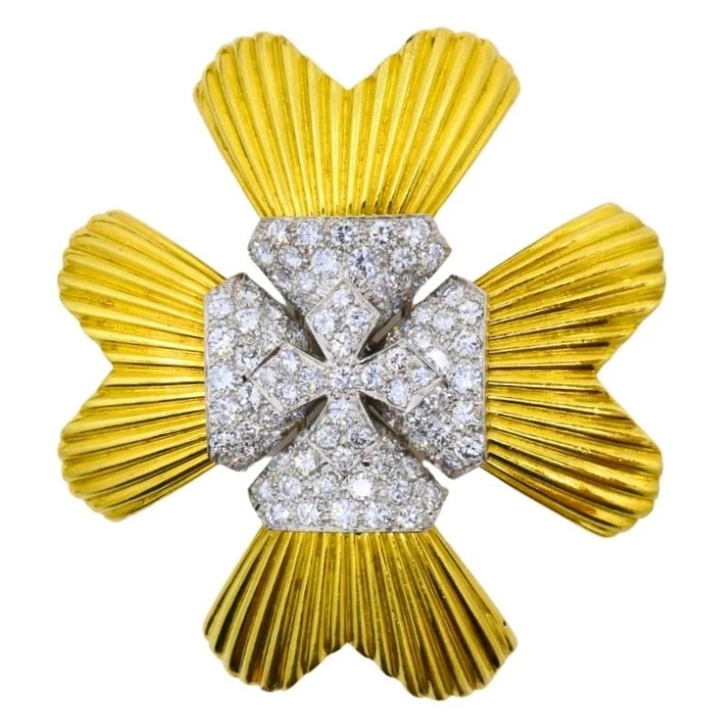 David Webb NECKLACE Sautoir Chain Oval Links 18k Gold Platinum Diamond Brooch - 9