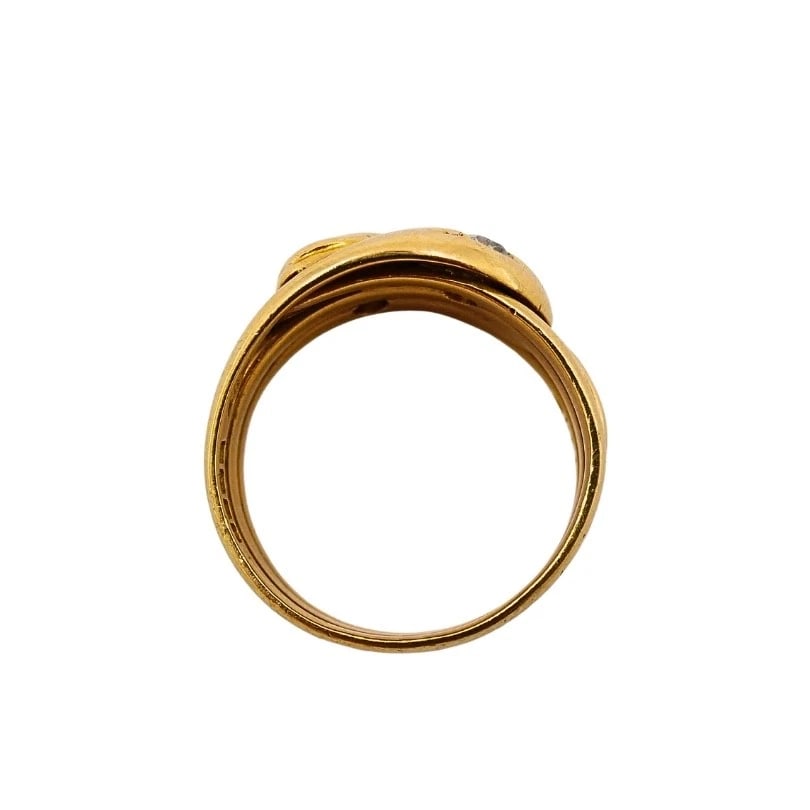 Victorian Double-Headed Snake Ring 18k Gold Diamond - 7