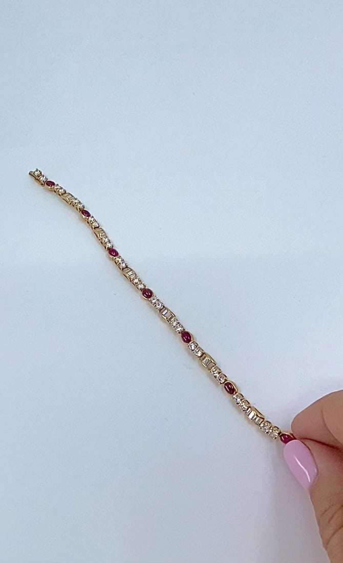 Boucheron Diamond Ruby 18k Gold Tennis Bracelet - 2