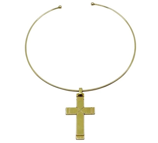 Wire Choker Necklace with Cross Pendant 14k Gold: Title: Wire Choker Necklace with Cross Pendant 14k Gold Description: Nadine Krakov Collection Fine Jewelry, Arts & Antiques 9454 Wilshire Blvd Suite M20 Beverly Hills, CA 90212 ES UE00 Product