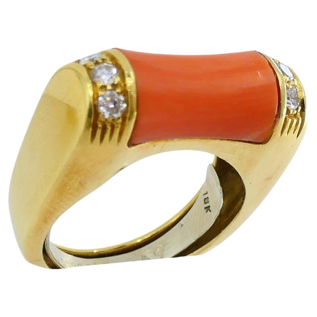 Van Cleef & Arpels Ring Coral Diamond 18k Gold - 5