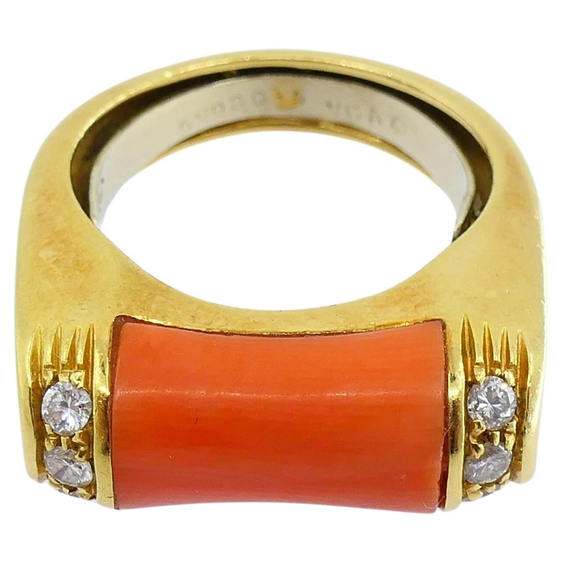 Van Cleef & Arpels Ring Coral Diamond 18k Gold - 6