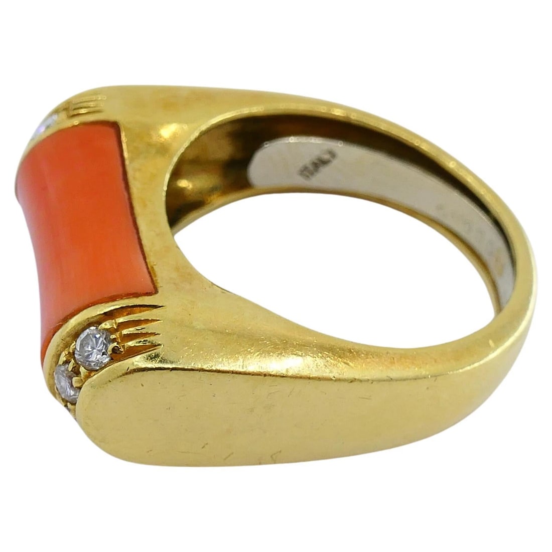Van Cleef & Arpels Ring Coral Diamond 18k Gold - 7