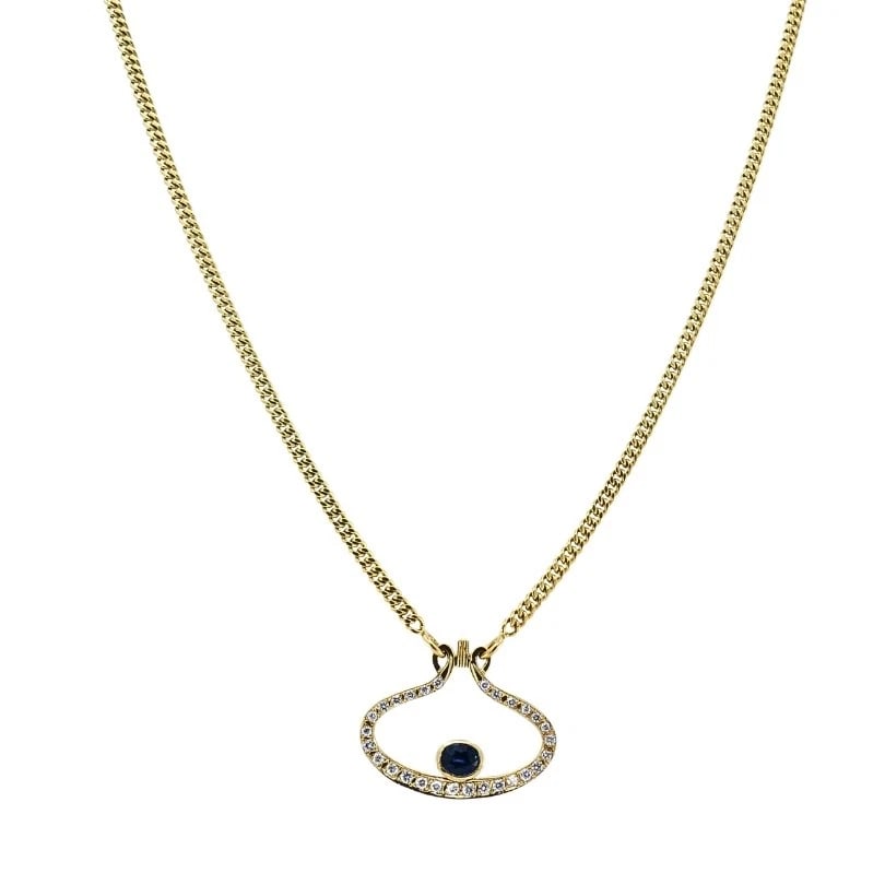 14k Gold Diamond Sapphire Pendant Necklace Eye Motif (1 of 10)