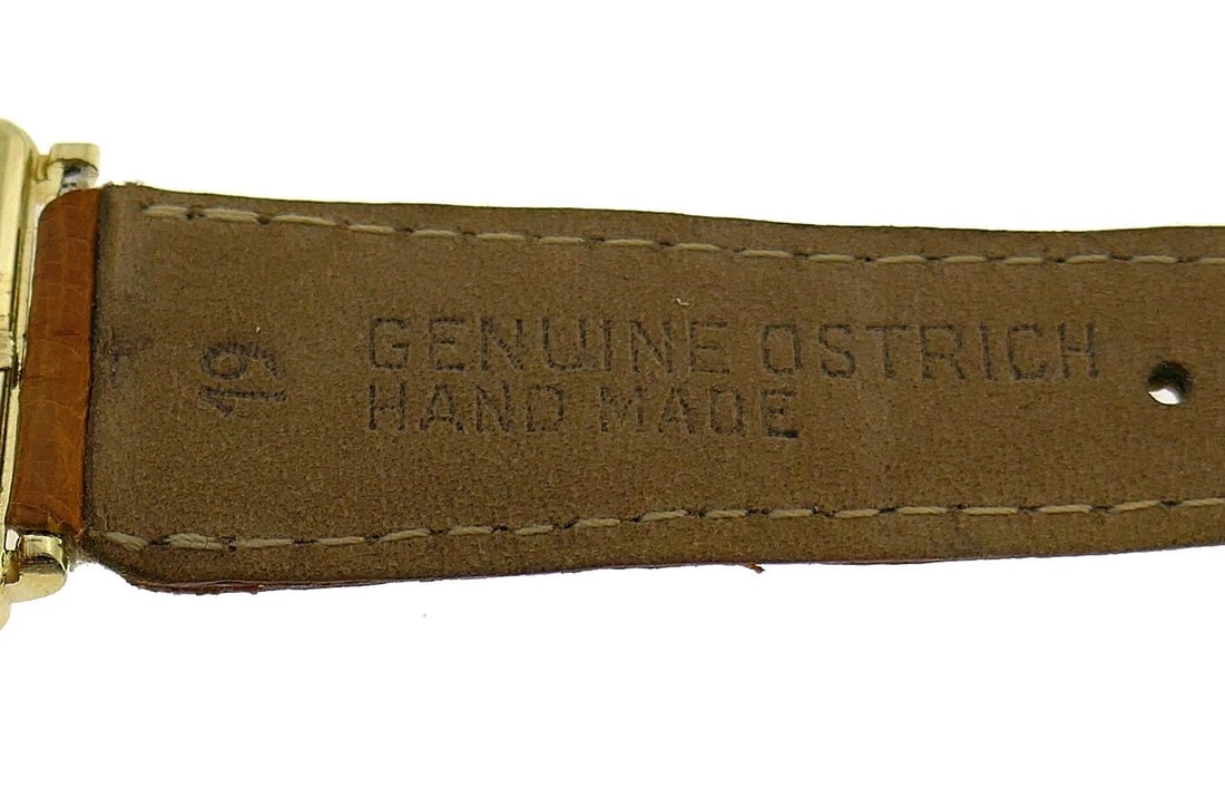 Vintage MOVADO Yellow Gold WATCH Leather Strap Unisex - 8