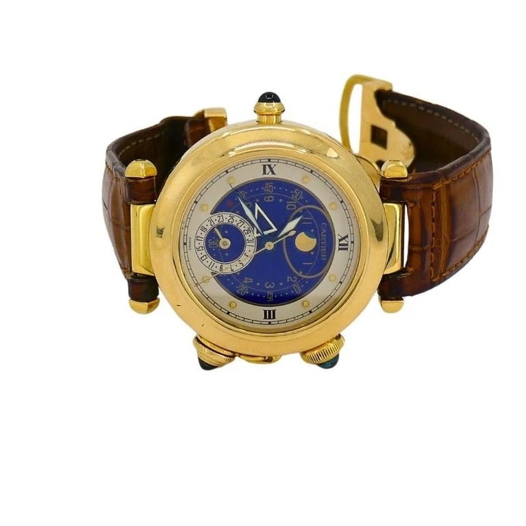 Cartier Pasha Alarm Moonphase Wristwatch 18k Gold c. 1987 - 4