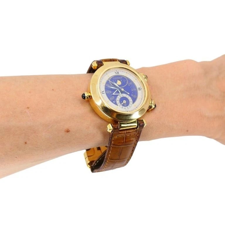 Cartier Pasha Alarm Moonphase Wristwatch 18k Gold c. 1987 - 5
