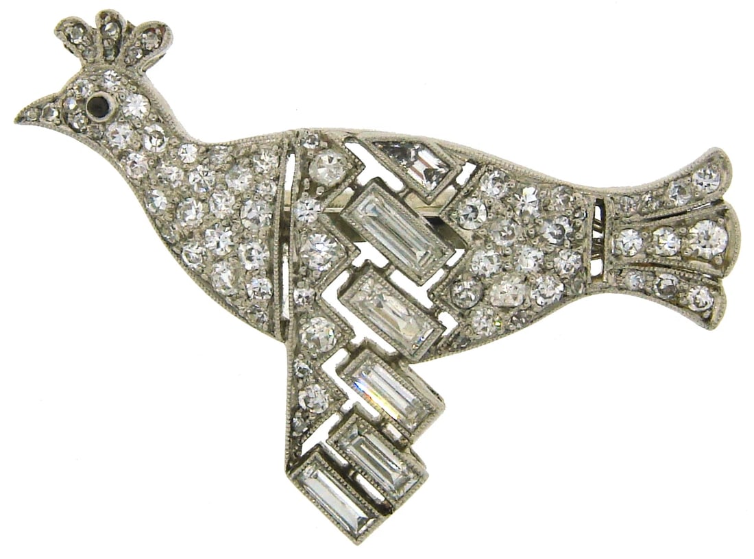 1920s JANESICH DIAMOND PLATINUM ENHANCER CLASP PENDANT Holds Strings Together (1 of 6)