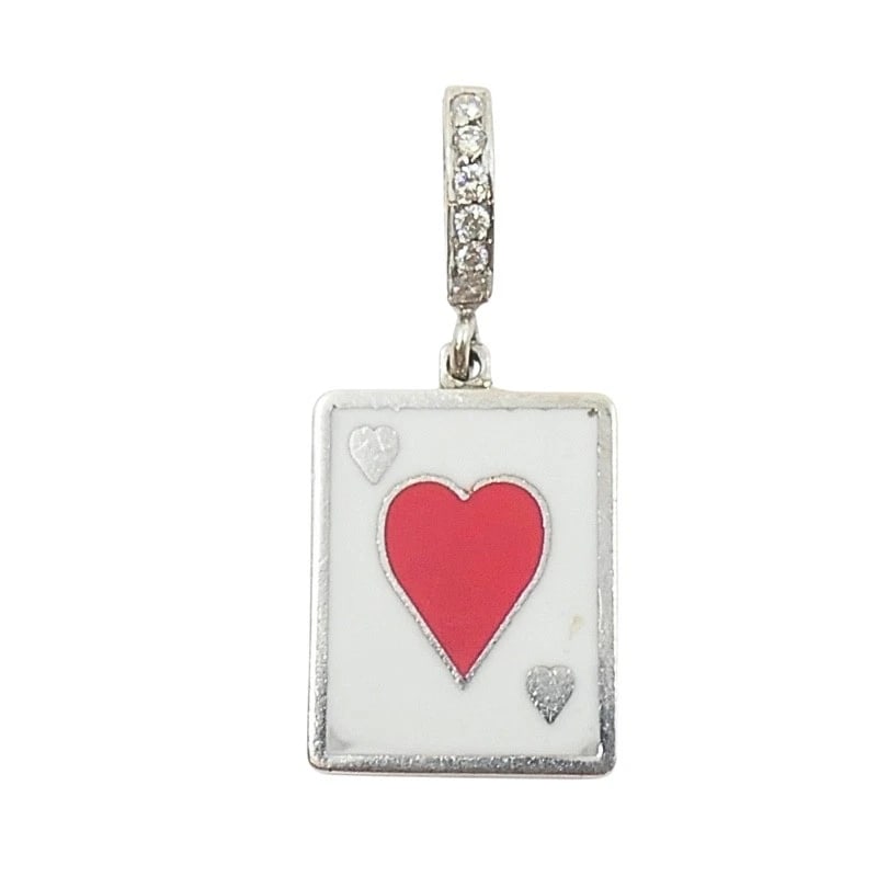 Vintage 12k Gold Playing Card Heart Charm Pavé Diamond Bail (1 of 6)