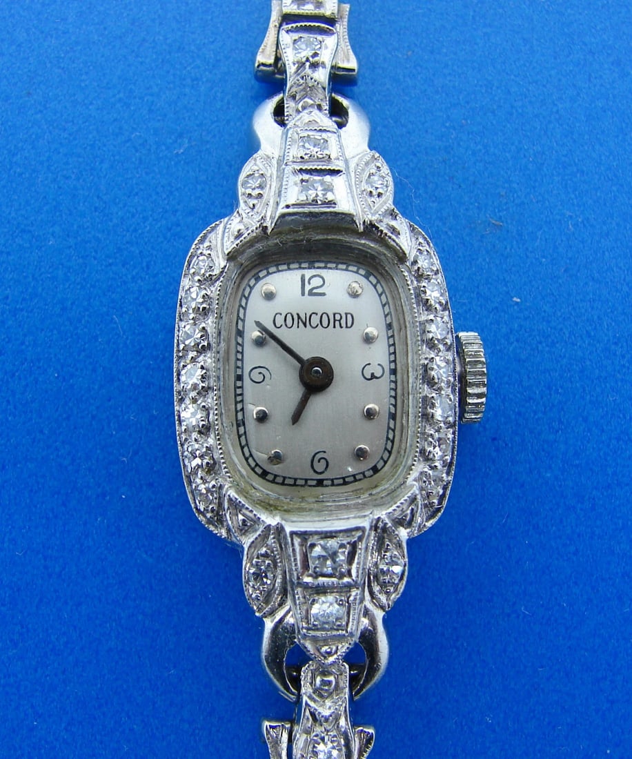 Diamond Platinum LADY'S WATCH by CONCORD TIMEPIECE 1910s Art Deco (1 of 12)
