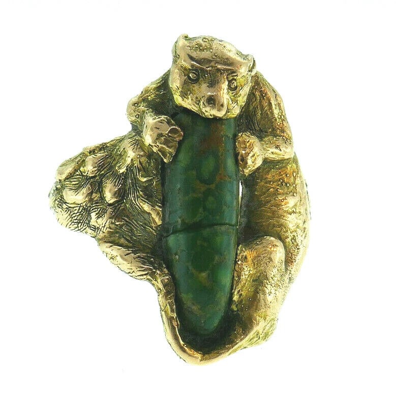 Victorian 14k Yellow Gold Arizona Turquoise Panthere Ring: Title: Victorian 14k Yellow Gold Arizona Turquoise Panthere Ring Description: DK Patrizia Bonfanti Italian Shoes Size 39 · This is a must for a collector! The shoes are in worn condition. 