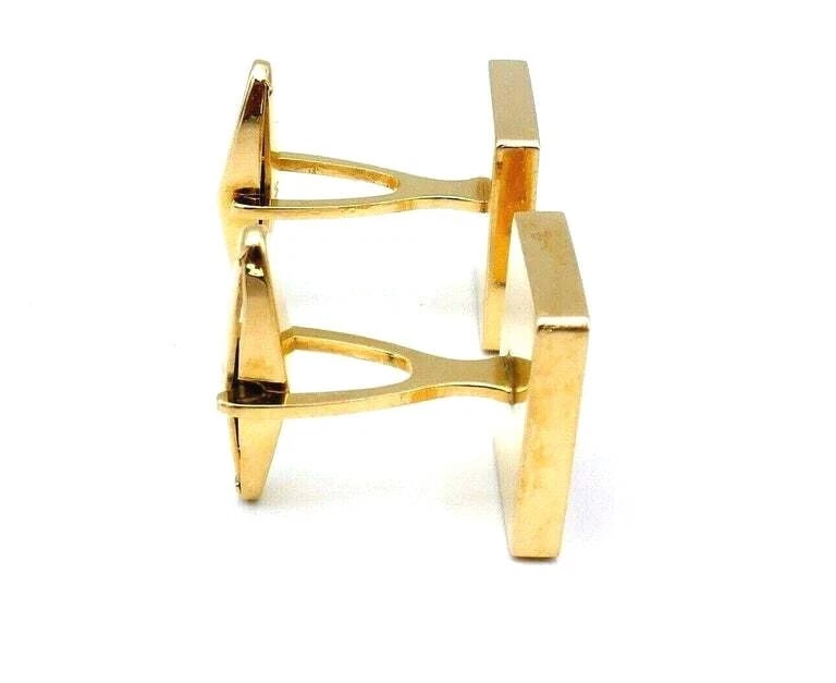 Vintage Yellow Gold Coral Rectangular Cufflinks - 2