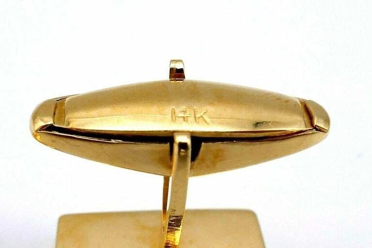 Vintage Yellow Gold Coral Rectangular Cufflinks - 4
