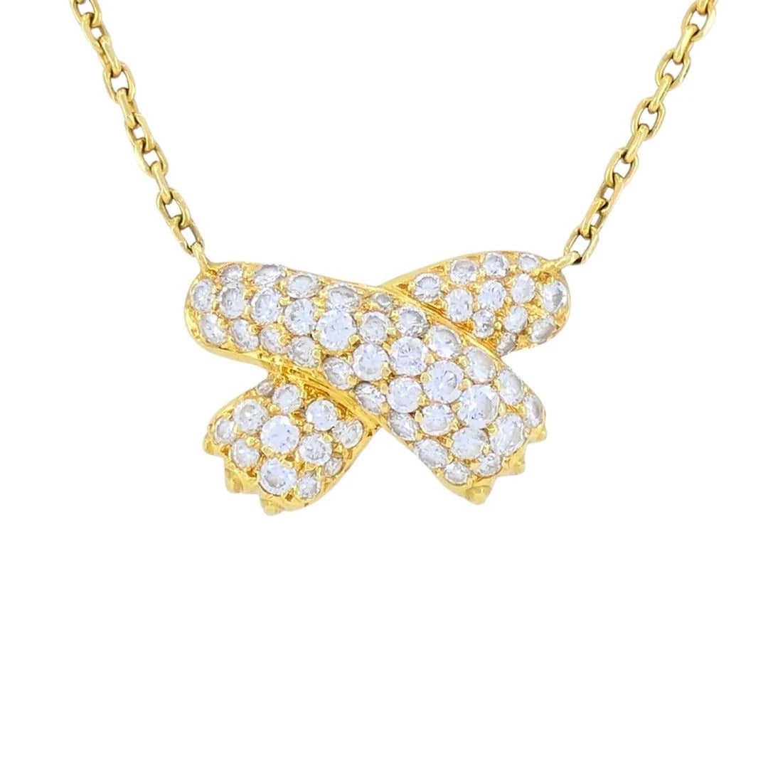 Vintage Fred Paris 18k Gold Diamond Ribbon Necklace: Title: Vintage Fred Paris 18k Gold Diamond Ribbon Necklace Description: Nadine Krakov Collection Fine Jewelry, Arts & Antiques 9454 Wilshire Blvd. Ste M20 Beverly Hills, CA 90212 KL AOOO This